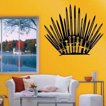 T-2 Game Props Right Iron Throne Stickers Carved Creative Wall Stickers Toilet St... (COLOR.: BLACK)