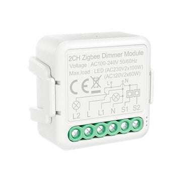 Tuya Zigbee3.0 2CH Dimmer Smart Switch Module Controller 2 Way Remote Control Smart Light Switch Rel