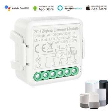 Tuya Zigbee3.0 2CH Dimmer Smart Switch Module Controller 2 Way Remote Control Smart Light Switch Rel