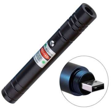 500 Meters Green Laser Pointer USB Chargeable PPT Laser Page Pen Portable Durable ... (COLOR: BLACK)