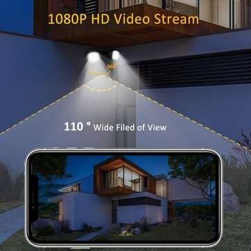 Tuya Smart 1080P HD WiFi Floodlight Security Camera Outdoor Home Courtyard Camera Two-Way Audio Nigh