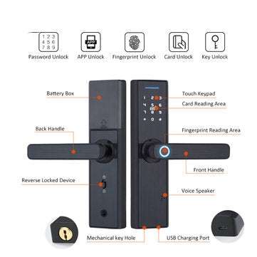 Tuya Electronic Smart Door Lock Wifi Biometric Fingerprint Lock Security Intelligent Smart Lock With