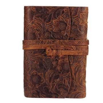 Thick Genuine Leather Journal Book 400 Pages Blank Paper Notebook Kraft Notepad Gift S... (NO.: 02#)