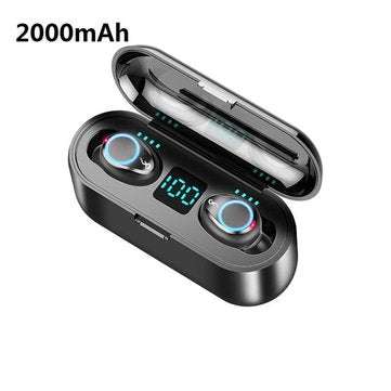 TWS Dual Digital Display bluetooth 5.0 Earphone Hifi Stereo Waterproof Headphones... (COLOR.: BLACK)
