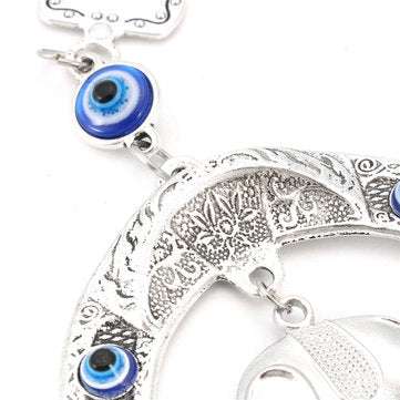 Turkish Blue Evil Eye Horseshoe with Elephant and Ribbon Wall Hanging Decorations