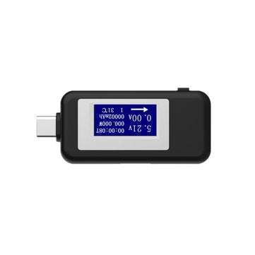 Type C USB Tester DC Digital Voltmeter USB C Voltage Current Meter Ammeter Detect... (COLOR.: BLACK)