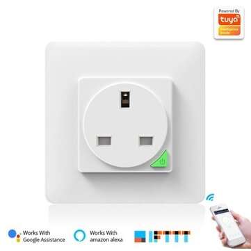 SWP86-01YG 110-240V UK Plug Tuya Smart WiFi Wall Socket Switch Work with Google Alexa