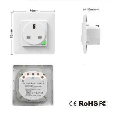 SWP86-01YG 110-240V UK Plug Tuya Smart WiFi Wall Socket Switch Work with Google Alexa