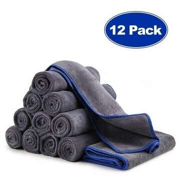 Tsumbay 12Pcs 40*40CM Car Wash Towels Microfiber Washing Cleaning Cloth Care Polishing Plush Washing