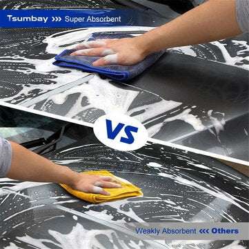 Tsumbay 12Pcs 40*40CM Car Wash Towels Microfiber Washing Cleaning Cloth Care Polishing Plush Washing