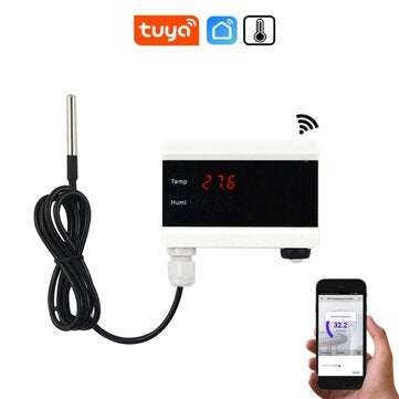 Tuya WiFi Temperature Sensor Thermometer Detector Smart Life App Alert Home Thermo... (PLUG: USPLUG)