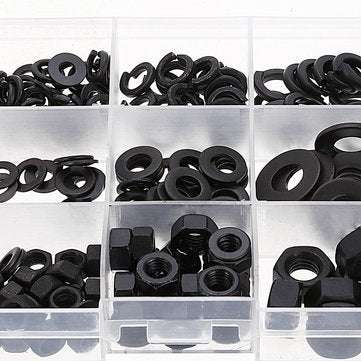Suleve MXCW1 231Pcs Hex Nut Flat Washer Spring Lock Washer Carbon Steel M4/M5/M6/M8/M10 Assortmen