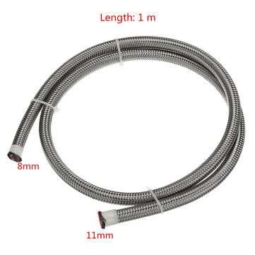 Teflon Stainless Braided Hose Tube Pipe Line Black for Petrol Oil Di Fuel Oil Line 1M
