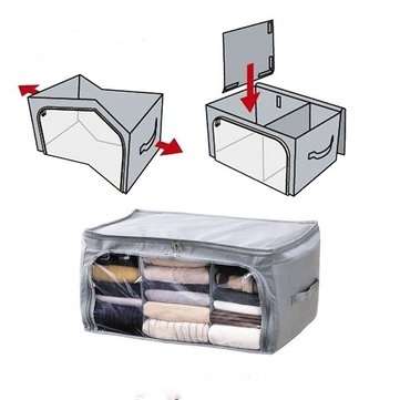 Transparent Quilts And Clothes Storage Bag Folding Organizer Bags Bamboo Container
