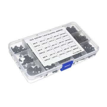 Suleve MXCH7 460Pcs M3 M4 M5 Flat Head Hex Socket Screw Carbon Steel 10.9 Grade Bolt Nut Assortme