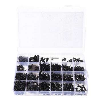 Suleve MXCH11 1220Pcs M2 M3 M4 M5 Carbon Steel Pan Head Hex Socket Screw Hex Screws Nut Assortment K