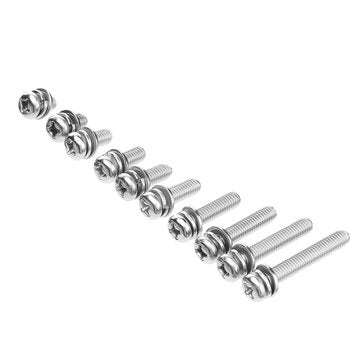 Suleve M6SP1 50Pcs M6 Stainless Steel 10-40mm Phillips Pan Head Machine Screw Washer Bolt Asortme