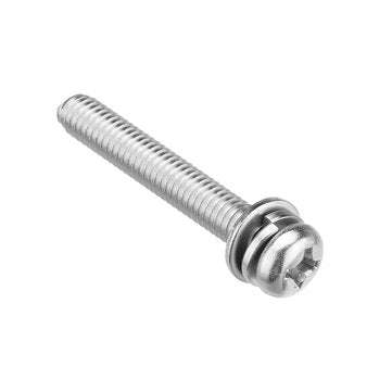 Suleve M6SP1 50Pcs M6 Stainless Steel 10-40mm Phillips Pan Head Machine Screw Washer Bolt Asortme