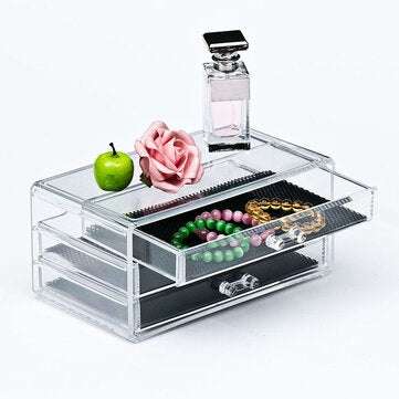 Transparent Cosmetics Storage Box Desktop Drawer Makeup Organizer 3 Layers Jewelry Storage Box Dustp
