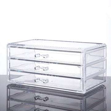 Transparent Cosmetics Storage Box Desktop Drawer Makeup Organizer 3 Layers Jewelry Storage Box Dustp