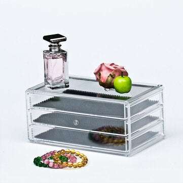 Transparent Cosmetics Storage Box Desktop Drawer Makeup Organizer 3 Layers Jewelry Storage Box Dustp