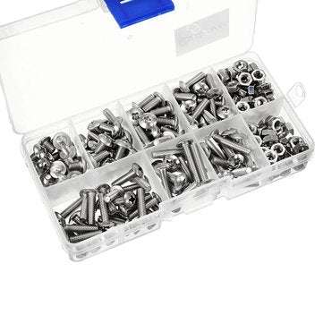 Suleve M4SP1 M4 Stainless Steel Phillips Round Head Screws Bolts Nuts Assortment Kit 250Pcs