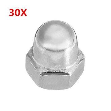 Suleve M4SN3 30Pcs M4 304 Stainless Steel Dome Head Cap Acorn Hex Nuts Thread Decor Cover Nuts