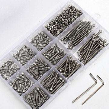 Suleve M3SS2 M3 442Pcs Stainless Steel Allen Bolt Nut Hex Socket Cap Screw Assortment Kit