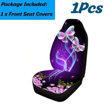Universal Car Seat Covers Purple Butterfly Front & Rear Seat Covers Protection (QUANTITY: 1PCS)