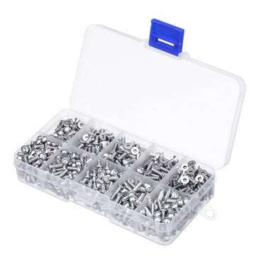 Suleve M3SH9 700Pcs M3 304 Stainless Steel Machine Screw Hex Socket Flat&Button Head Bolt Assortm