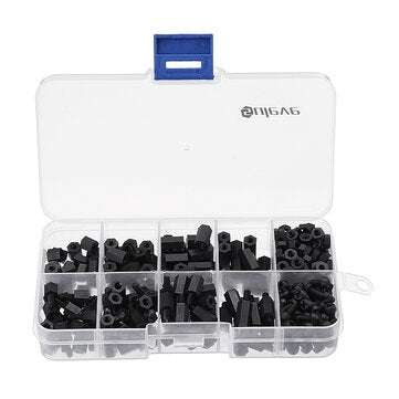 Suleve M3NH1 M3 Nylon Screw Black Hex Screw Nut Nylon PCB Standoff Assortment Kit 300pcs