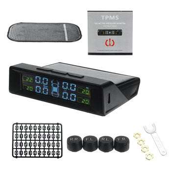 TPMS Wireless Solar Tire Pressure Solar Alarm Monitor System External Sensor
