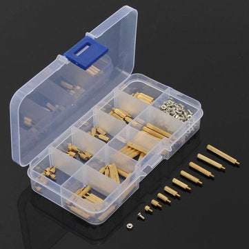 Suleve M2BT1 270Pcs M2 Male Female Knurled Brass Round Thread Column Standoff Spacer Pillar PCB B