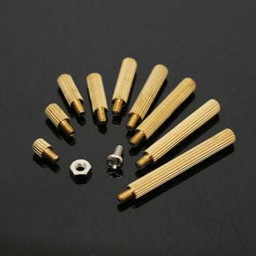 Suleve M2BT1 270Pcs M2 Male Female Knurled Brass Round Thread Column Standoff Spacer Pillar PCB B