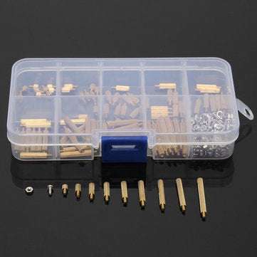 Suleve M2BT1 270Pcs M2 Male Female Knurled Brass Round Thread Column Standoff Spacer Pillar PCB B