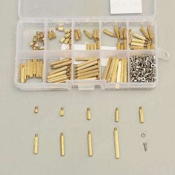Suleve M2BT1 270Pcs M2 Male Female Knurled Brass Round Thread Column Standoff Spacer Pillar PCB B