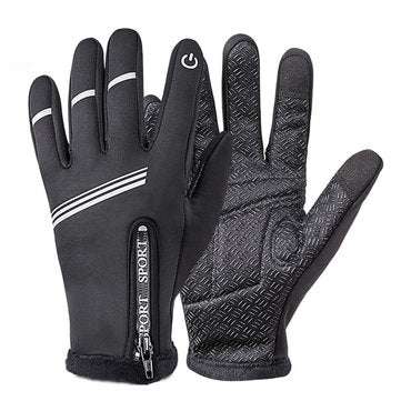 Touch Screen Wrist Winter Wind-proof Warm Fleece Lining Skiing Full Finger Cycling Gloves  (SIZE: L)