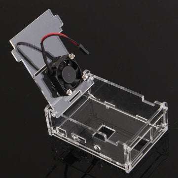 Transparent Acrylic Case Shell Enclosure Box with Fan For Raspberry Pi 3B/2B/B+