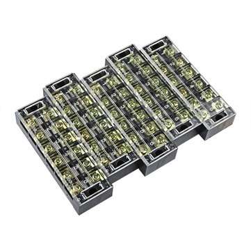 TB4506 600V 45A 6 Position Terminal Block Barrier Strip Dual Row Screw Block Covered W/ Removable Cl