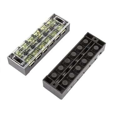 TB4506 600V 45A 6 Position Terminal Block Barrier Strip Dual Row Screw Block Covered W/ Removable Cl