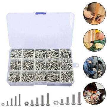 Suleve 500pcs Stainless Steel Hex Socket Cap Head Bolts Screw Nuts Kits M3 M4 M5