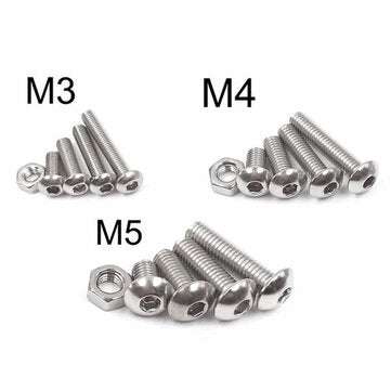 Suleve 500pcs Stainless Steel Hex Socket Cap Head Bolts Screw Nuts Kits M3 M4 M5