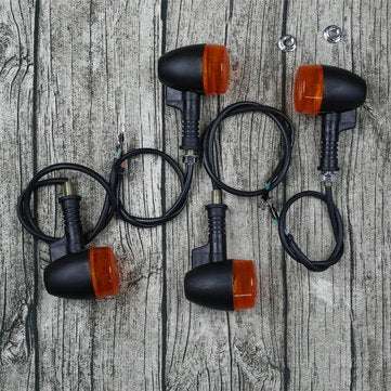 Universal 4PCS Retro Motorcycle Bike Flasher Black Front Rear Blinker Turn Lights Indicator