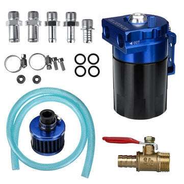 Universal 300mL Oil Catch Tank with Breather Filter Red/Blue For Car Modification (COLOR: BLUE)