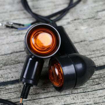 Universal 2PCS Retro Motorcycle Flasher Black Front Rear Blinker Motor Indicator Turn Lights