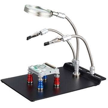Universal 3 Flexible Arms Soldering Station Holder PCB Fixture Helping Hands with 4Pcs Magnetic Colu
