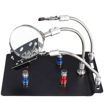 Universal 3 Flexible Arms Soldering Station Holder PCB Fixture Helping Hands with 4Pcs Magnetic Colu