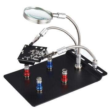 Universal 3 Flexible Arms Soldering Station Holder PCB Fixture Helping Hands with 4Pcs Magnetic Colu