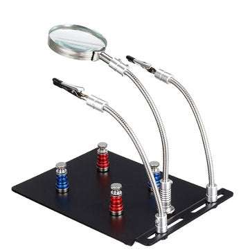 Universal 3 Flexible Arms Soldering Station Holder PCB Fixture Helping Hands with 4Pcs Magnetic Colu