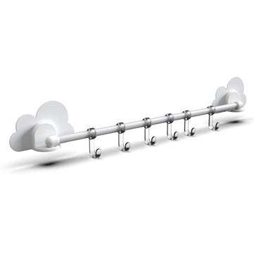 Sucker Hanger Hooks Wall Mounted Clothes Towel Spoon Shovel Hook with 6 Movable Hooks for Home Kitch